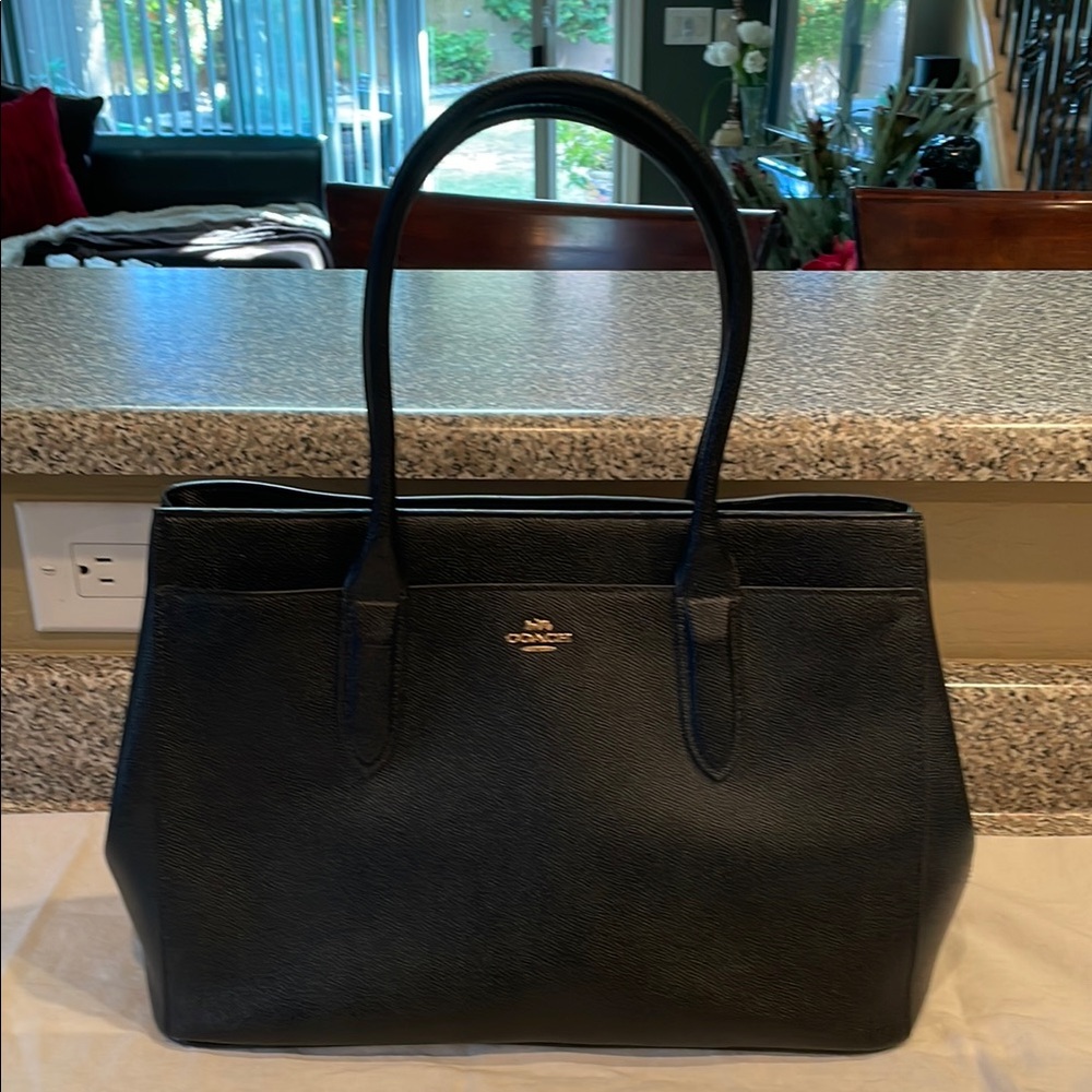 Coach Black Leather Tote with Gold Hardware. Never used